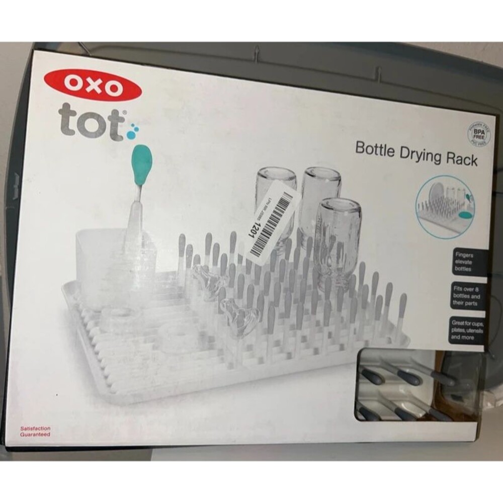 OXO Tot Baby Bottle Drying Rack with Drain Board, Portable Drying Rack